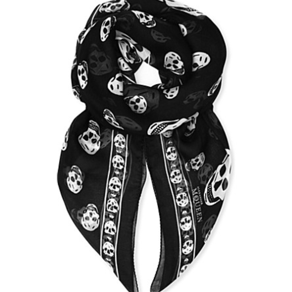 Alexander McQueen Authentic Black Skull Scarf